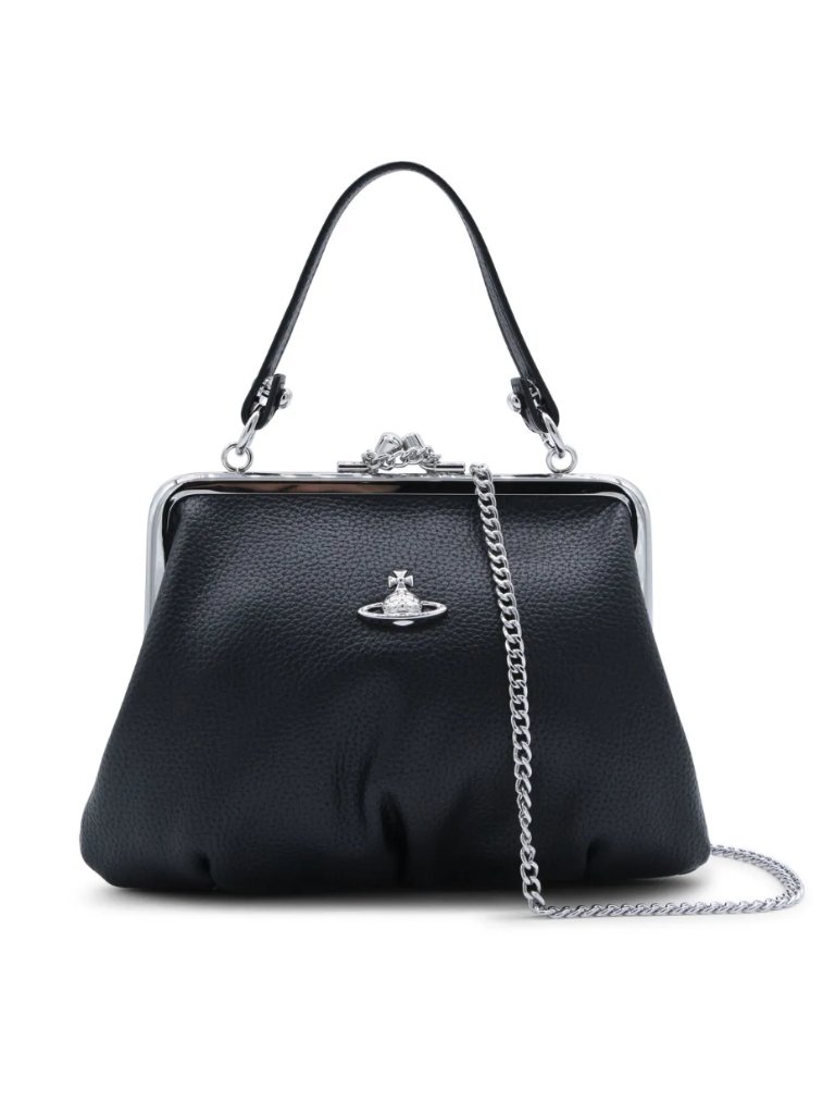 Designer Vivienne Westwood Iconic Granny Frame Purse Small- Black/Silver